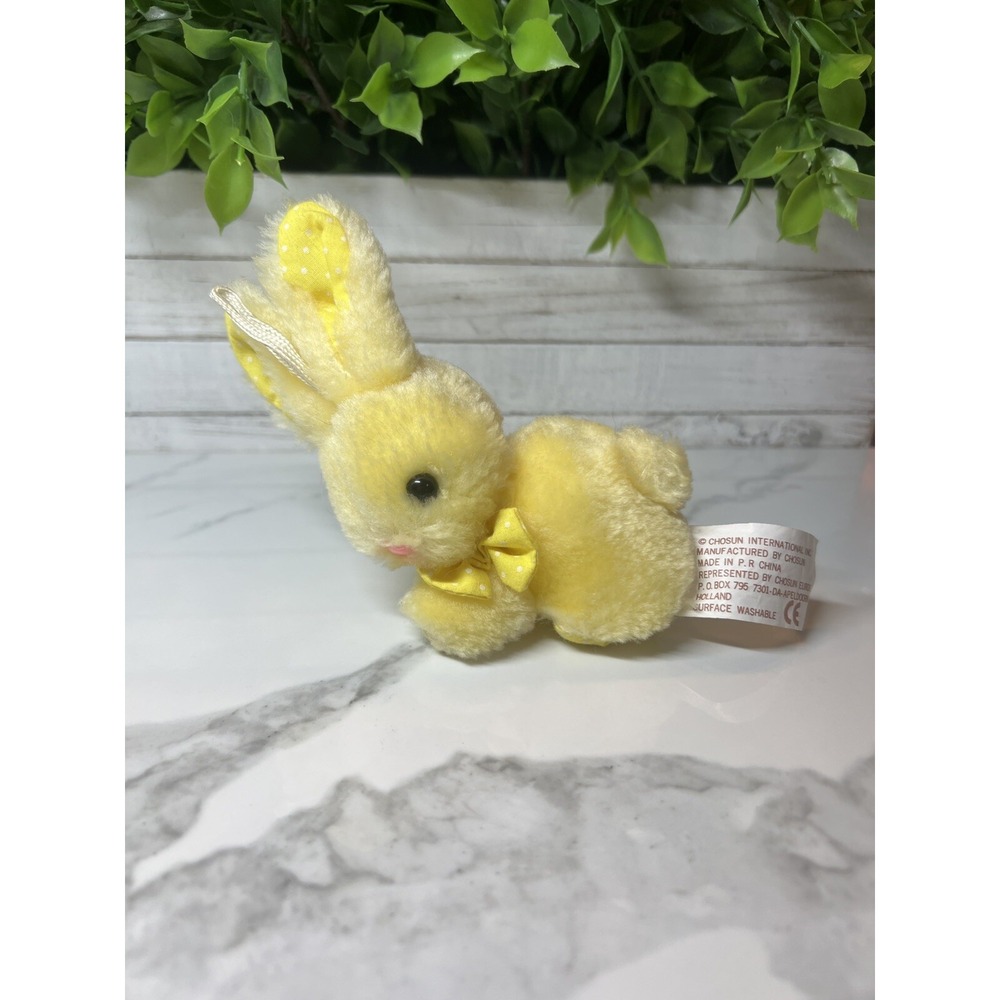 Vintage. Chosun  Bunny Plush Soft Toy *Yellow & White Poka Dot‎